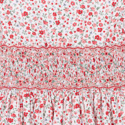 Kidiwi-Girls Red Cotton Floral Dress | Childrensalon Outlet