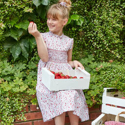 Kidiwi-Girls Red Cotton Floral Dress | Childrensalon Outlet
