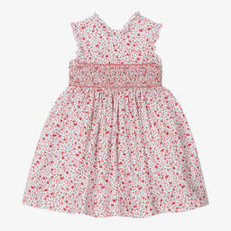 Kidiwi-Girls Red Cotton Floral Dress | Childrensalon Outlet