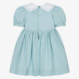 Kidiwi-فستان أزرق ناعم للبنات مع ياقة مكشكشة | Childrensalon Outlet