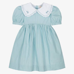 Kidiwi-فستان أزرق ناعم للبنات مع ياقة مكشكشة | Childrensalon Outlet