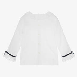 Kidiwi-بلوز قطن عضوي فوال لون أبيض للبنات | Childrensalon Outlet