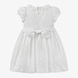 Kidiwi-Girls White Cotton Smocked Dress | Childrensalon Outlet