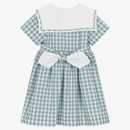 Kidiwi-Girls White & Green Gingham Dress | Childrensalon Outlet