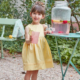 Kidiwi-Girls Yellow Cotton Dress | Childrensalon Outlet