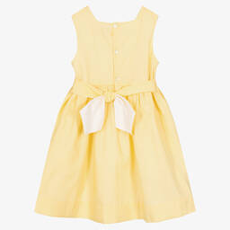 Kidiwi-Желтое платье из хлопка и льна со сборками | Childrensalon Outlet