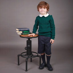 كيديوي-كنزة صوف مارينو محبوك لون أخضر | Childrensalon Outlet