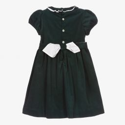 Kidiwi-Green Smocked Corduroy Dress  | Childrensalon Outlet