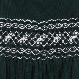 Kidiwi-Green Smocked Corduroy Dress  | Childrensalon Outlet