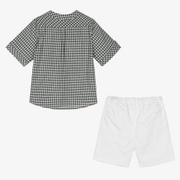 Kidiwi-Зеленая рубашка и белые шорты из хлопка | Childrensalon Outlet