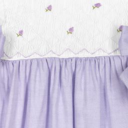 Kidiwi-Lavender Smocked Cotton Dress  | Childrensalon Outlet