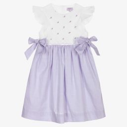 Kidiwi-Lavender Smocked Cotton Dress  | Childrensalon Outlet