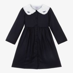 Kidiwi-Navy Blue Cotton Dress | Childrensalon Outlet