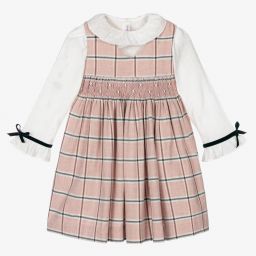 Kidiwi-Комплект с розово-кремовым платьем в клетку | Childrensalon Outlet