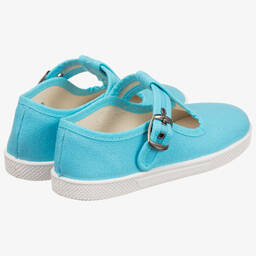 KIKU-Бирюзовые парусиновые туфли с ремешком | Childrensalon Outlet