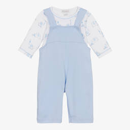 Kissy Kissy-Боди со слонами и голубой полукомбинезон | Childrensalon Outlet