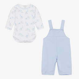 Kissy Kissy-Боди со слонами и голубой полукомбинезон | Childrensalon Outlet