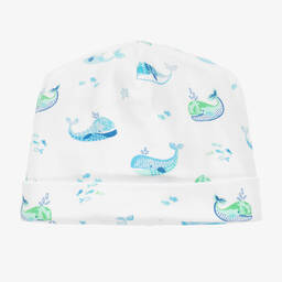 Kissy Kissy-Baby Boys Cotton Watercolour Whales Hat | Childrensalon Outlet