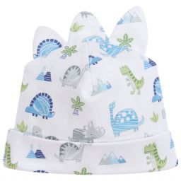 Kissy Kissy-قبعة قطن بيما لون أبيض وأزرق للمواليد | Childrensalon Outlet