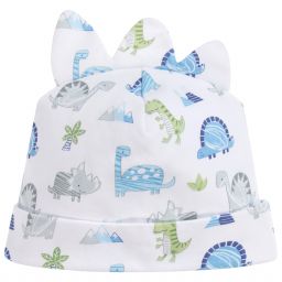 Kissy Kissy-قبعة قطن بيما لون أبيض وأزرق للمواليد | Childrensalon Outlet