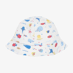 Kissy Kissy-Baby Boys White & Blue Sealife Fun Hat | Childrensalon Outlet