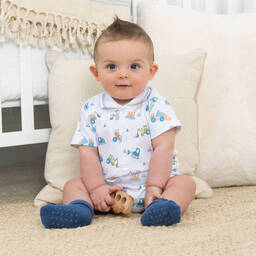 Kissy Kissy-Baby Boys White Construction Convoy Shortie | Childrensalon Outlet