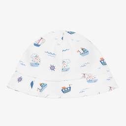 Kissy Kissy-Baby Boys White Cotton Boats At Sea Hat | Childrensalon Outlet