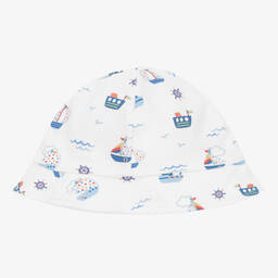 Kissy Kissy-Baby Boys White Cotton Boats At Sea Hat | Childrensalon Outlet