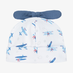 Kissy Kissy-Baby Boys White Cotton Fly Hat | Childrensalon Outlet