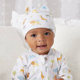 Kissy Kissy-Baby Boys White Pima Cotton Tropical Jungle Hat | Childrensalon Outlet