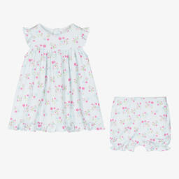 Kissy Kissy-Голубое платье из хлопка пима в цветочек для малышек | Childrensalon Outlet
