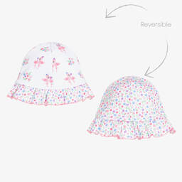 Kissy Kissy-قبعة بطبعة فلامينجو قطن بيما لون أبيض للمولودات | Childrensalon Outlet