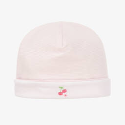 Kissy Kissy-قبعة قطن بيما مقلمة لون زهري وأبيض للمولودات | Childrensalon Outlet