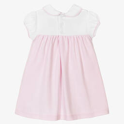 كيسي كيسي-فستان قطن بيما لون زهري وأبيض للمولودات | Childrensalon Outlet