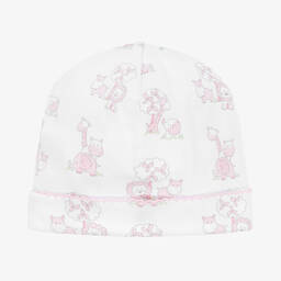 Kissy Kissy-قبعة قطن بيما لون أبيض وزهري للمولودات | Childrensalon Outlet