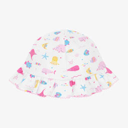 Kissy Kissy-قبعة Sealife Fun قطن لون زهري وأبيض للمولودات | Childrensalon Outlet