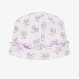 Kissy Kissy-قبعة قطن بيما لون أبيض وبنفسجي للمولودات | Childrensalon Outlet
