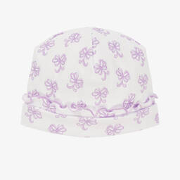 Kissy Kissy-قبعة قطن بيما لون أبيض وبنفسجي للمولودات | Childrensalon Outlet