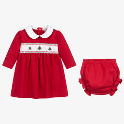 Kissy Kissy-Baby Red Smocked Festive Dress | Childrensalon Outlet