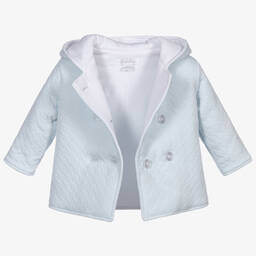 كيسي كيسي-معطف جاكار قطن بيما لون أزرق فاتح للمواليد | Childrensalon Outlet
