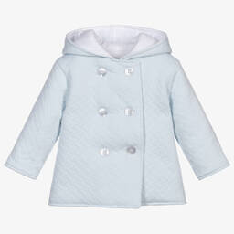 كيسي كيسي-معطف جاكار قطن بيما لون أزرق فاتح للمواليد | Childrensalon Outlet