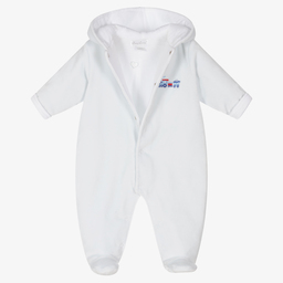 Kissy Kissy-Blue Rail Cotton Velour Pramsuit | Childrensalon Outlet