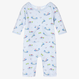 Kissy Kissy-Blue Rail Pima Cotton Romper | Childrensalon Outlet