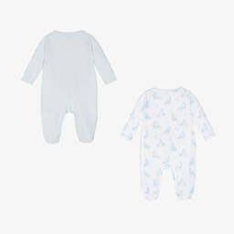 Kissy Kissy-بيبي غرو قطن قطيفة لون أبيض وأزرق للمواليد (عدد 2) | Childrensalon Outlet