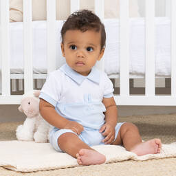 Kissy Kissy-Голубой песочник из хлопка пике с кроликом | Childrensalon Outlet