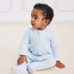 Kissy Kissy-Boys Blue Quilted Classic Jacquards Babygrow | Childrensalon Outlet