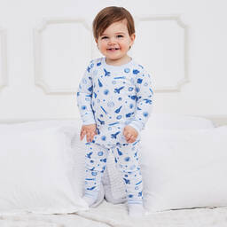 Kissy Kissy-Boys Blue Space Explorers Cotton Pyjamas | Childrensalon Outlet
