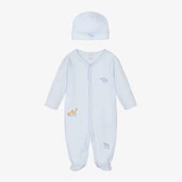 Kissy Kissy-طقم بيبي غرو قطن لون أزرق وأبيض مقلم للمواليد | Childrensalon Outlet