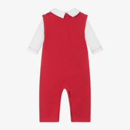 Kissy Kissy-طقم أفرول قطن لون أحمر وأبيض للمواليد | Childrensalon Outlet