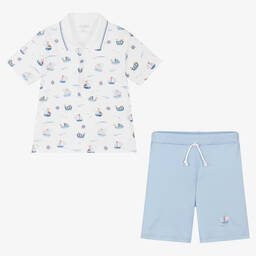 Kissy Kissy-Boys Pima Cotton Boats At Sea Shorts Set | Childrensalon Outlet
